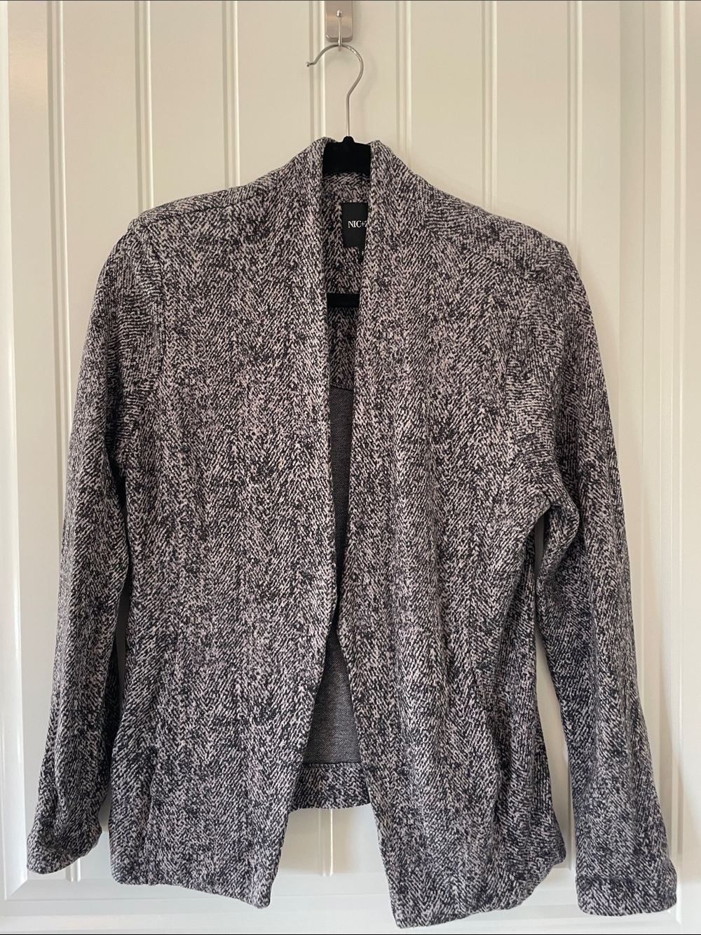 Gray Textured Open-Front Women's Cardigan